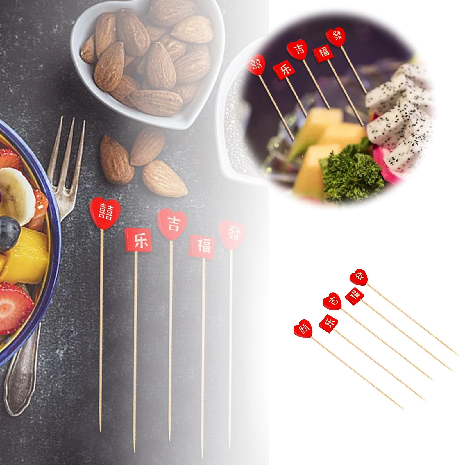 thumbnail image 2 of Palillos De Cóctel Para El Año Nuevo Chino, 100 Unidades. Palillos Para Frutas, Palillos Para Postres, Palillos Para Comida, Sándwiches, Bebidas, Brochetas De Carne, Frutas, Artículos Para Fiestas., 2 of 2